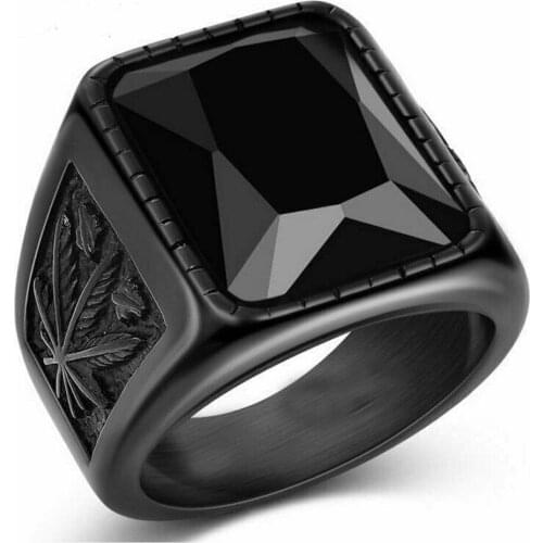 Black Mens Stainless Steel Onyx Stone Ring Size 7 8 9 10 11 12 13 14 15