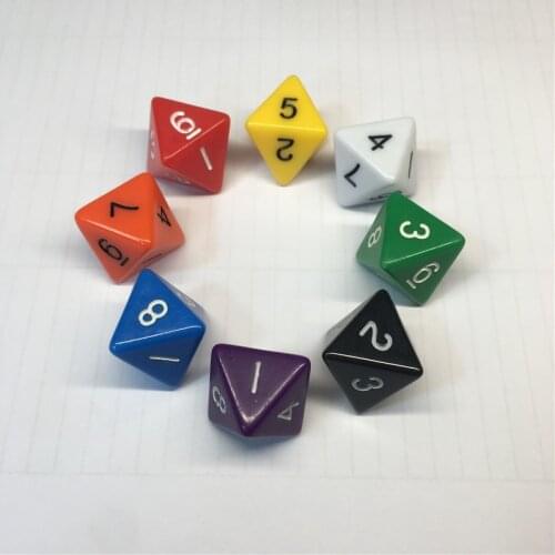 8Pieces 8-sides D8 Digital Dice 8 Sides with number 1 2 3 4 5 6 7 8 For Funny RPG Table Board Gambling Games Dices