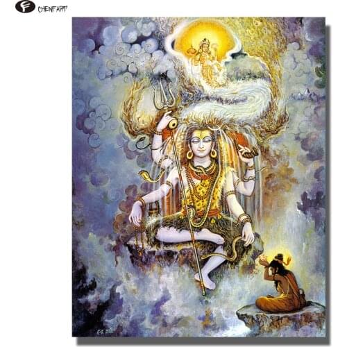 CHENFART Decorative Pictures A Shivite prayes to Lord Siva Buddha Wall Art Wall Pictures for Living Room no Frame