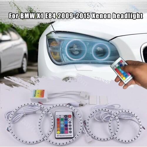 For BMW X1 E84 2009-2015 Xenon Headlight Daytime Running Light DRL Angel Eyes LED RGB Multi-color Headlight Halo Ring Kit
