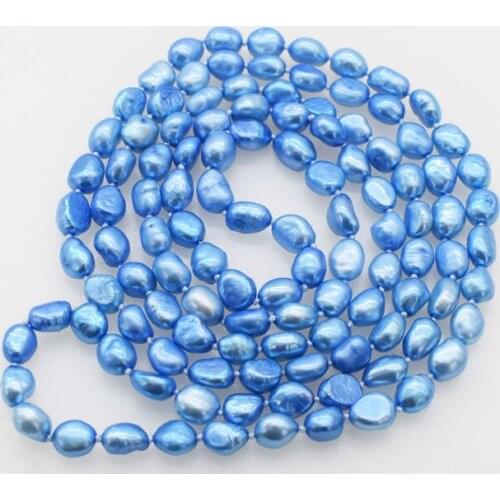 Frershwater pearl baroque 8-10mm blue/pink/white/black/green/purple long necklace 110cm wholesale beads nature FPPJ woman 2018