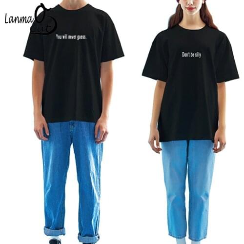 Men Women Big Size Black Cotton T Shirts Letter Print Cotton Shirts For Male Female Summer Short Sleeve Tshirts Free Shipping