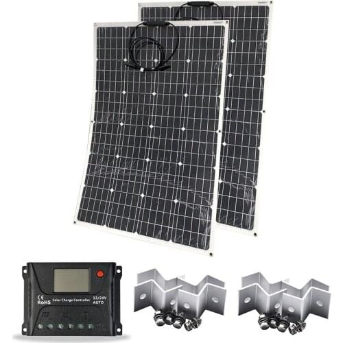 Flexible Solar Panel Kit Complete 100w 200w 300w Solar Charge Controller 12V/24V Z Bracket Yacht Boat RV Motorhome Car Caravan
