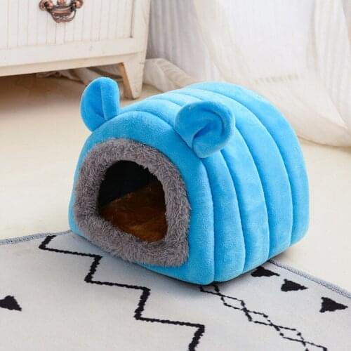 Guinea Pig Hamster Bed Cave Warm Cozy House Bedding Nest W/Fleece, Washable Mini House Hideout Cage for Small Pet
