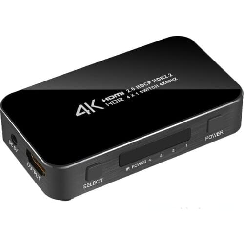 HDMI-compatible Splitter 4 Input 1 Output HDMI-compatible Switch HDR for HDTV 4K with Audio Extractor 3.5mm ARC Switcher Adapter