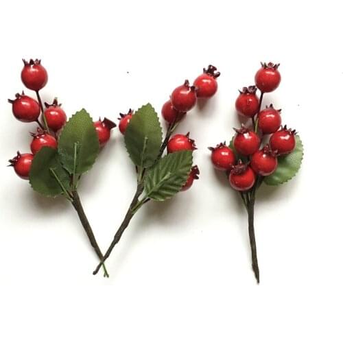 8pcs/bundle fake berry Plant Flower artificial Stamen Berries Bundle DIY Christmas Wedding Gift Box Wreaths Decoration