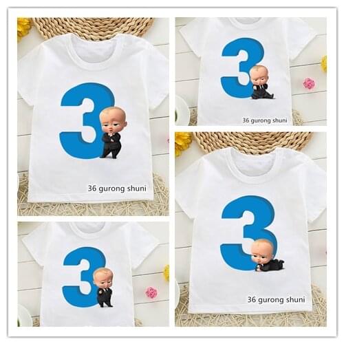 Kawaii The Boss Bady T Shirt Happy Birthday Gift 3 Years Old T-Shirt Cartoon Print Kid Clothes Boys Tshirt Short Sleeve T-Shirts