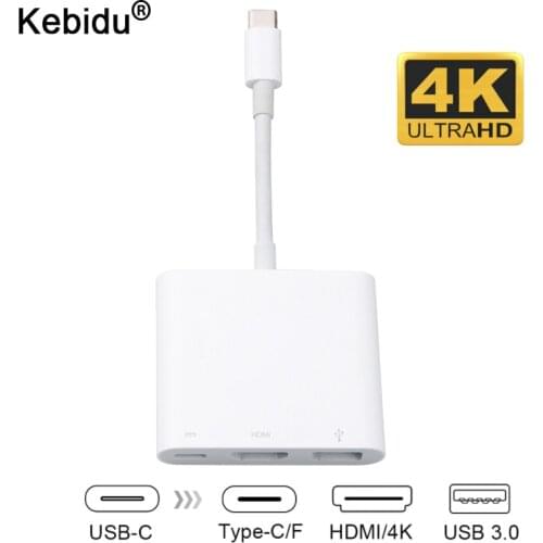 Kebidu Type-C Female Adapter Usb Type-C Hub Adapter 3-in-1 USB C hub to USB3.0 with Charging Converter for New Macbook