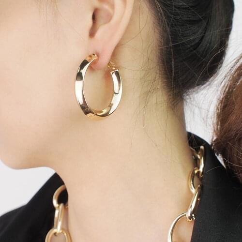 Circular Copper Hoop Earrings Statement Big Earrings For Women High Quality Fashion Jewelry Brincos 3.5cm/4.5cm/6cm UKMOC