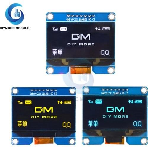 1.54 Inch OLED Display Module 128*64 White/Blue/Yellow Color Screen SPI I2C IIC Interface SSD1309 Drive For Arduino