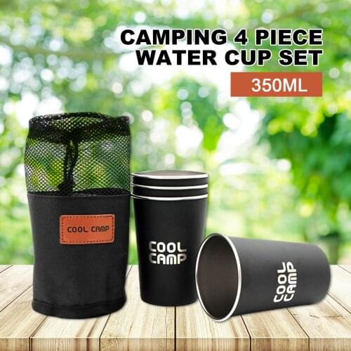 Camping 4 Piece Water Cup Set Tainless Steel Coffee Cup Portable Wine Cup Outdoor Camping Travel Mug Cup Set With Carry Bag