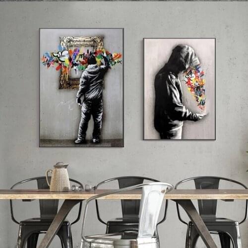 Graffiti Hoodie Boy Drawing Street Art Canvas Print Painting Abstract Wall Picture Living Room Home Decoration Poster