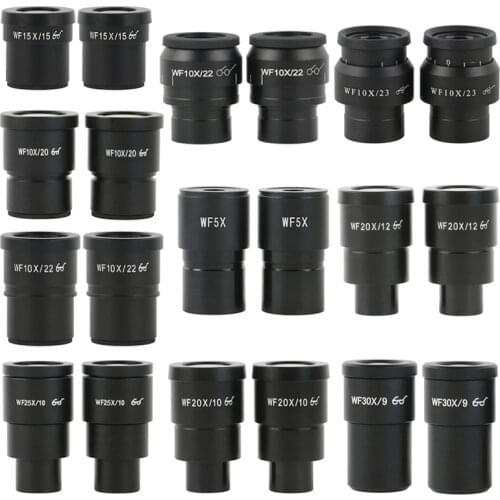 2pcs WF10X WF15X WF20X WF25X WF30X Microscope Eyepiece For Stereo Microscope Wide Field 20mm 15mm 10mm 9mm WF10X/20 High View