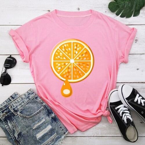 Orange Tshirt Women T-shirts Tops Femme Clothes Female T-shirt Harajuku Summer 90s Tshirt TX9327