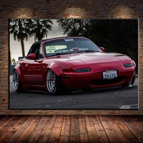 Mazda MX-5 Widebody Old Car Tuning Sportscar Poster Canvas Print Home Decor Painting Wall Art for Living Room Bedroom Decoration