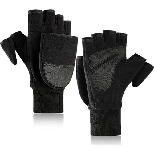 Hot Outdoor Flexible Half Finger Sports Gloves Fingerless or Flop Palm Wear-resistant PU Leather Winter Warm Gloves