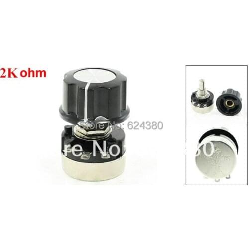 RV24YN20S 2K 2000 OHM B2K 5% Single Turn Linear Taper Potentiometer Rotary Carbon Pot w Knob Cap