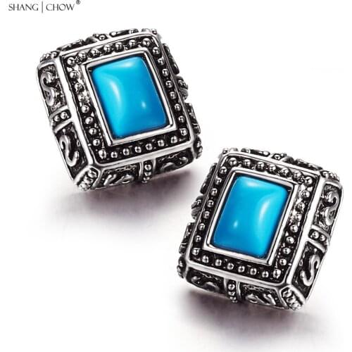 New arrived retro Style with Turquois Stone 925 Sterling Silver Earrings E0454