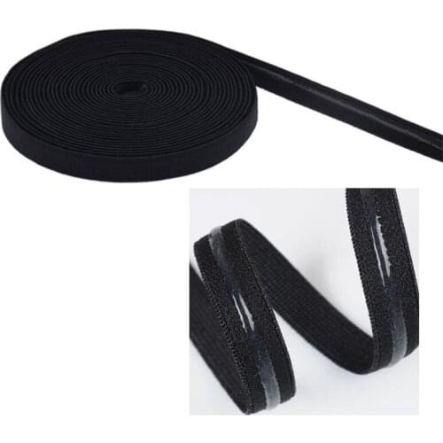 Width 12mm black white Silicone Backed Gripper Elastic band crafting sewing webbing for bra lingerie prom dress girdle clothing