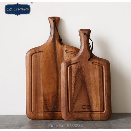 Tailand Acacia wood Solid Wood Pizza Steak Toasted Breadboard Fruit Vegetable Meat Cutting Board Non-slip Thicken Chopping Block