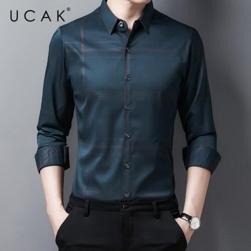 UCAK Brand Streetwear Striped Long Sleeve Shirt Men Clothes Spring New Arrival Casual Turn-down Collar Soft Shirts Homme U6154