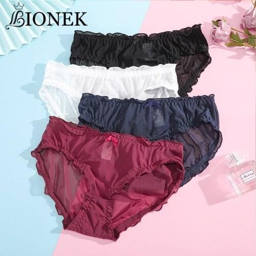 BIONEK Summer New Sexy Lace Women Medal Panties Japanese Cute Wind Girl Underwear Seamless Panties Transparent Trippers Pants