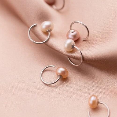Trendy Pearl Earrings 925 Sterling Silver Stud Earring Ear Hook Korean Jewelry Girl Birthday Gift White Purple Pink Accessories