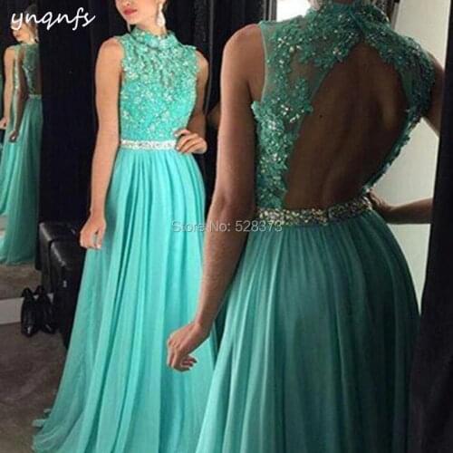 YNQNFS ED198 Vestidos de Fiesta de Noche Open Back Elegant Formal Gown Aqua Bridesmaid Dresses 2019