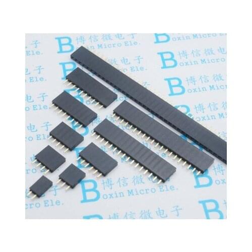 2.54mm Pitch Single Row Female 2~40P PCB socket Board Pin Header Connector Strip Pinheader 2/3/4/6/10/12/16/20/40Pin For Arduino
