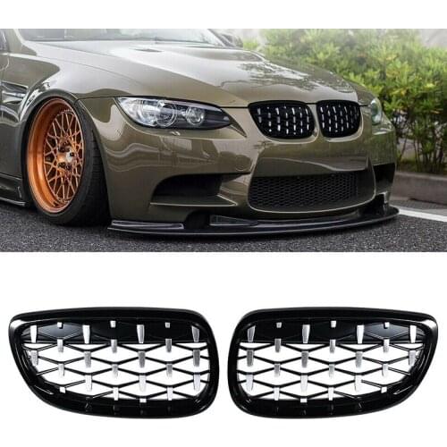 2Pcs Front Kidney Diamond Grill Decoration Car ABS Fit For BMW 3-Series M3 E92 E93 51712155451 51712155450 2008 2009 2010