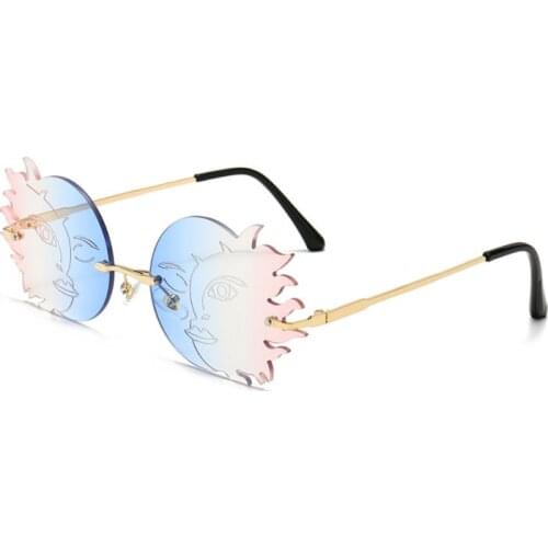 2021 Fashion Rimless Sunglasses Women Party Funny Moon Metal Sun Glasses Luxury Gradient Ladies Ocean Lens Eyewear UV400