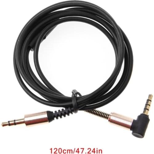 3.5mm Male To Male Aux Cable Cord With Mic 90° Angle Car Headphone Jack
