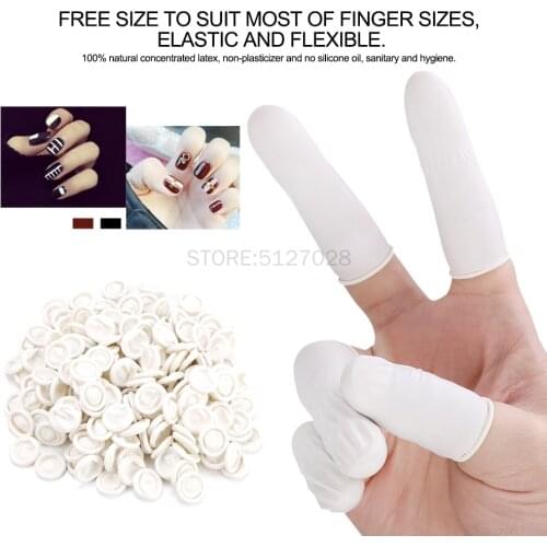 300pcs Latex Finger Cots Durable Elastic Tattoo Manicure Natural Rubber Disposable Fingertips Protector Gloves Finger Cover