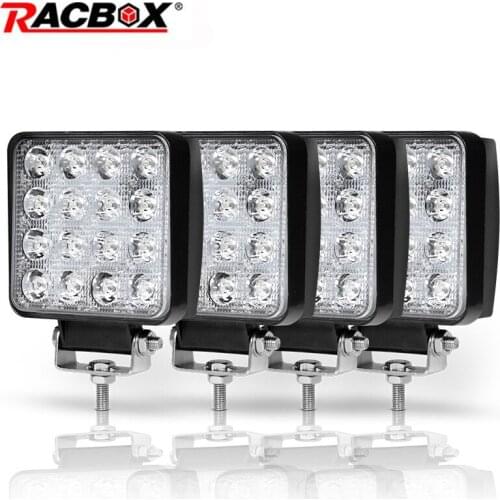 4pcs 48W 4 inch LED Work Light Square Spotlight Beam Driving for UAZ 4x4 offroad Truck Trailer ATV SUV 4WD Boat 12 24V Work Lamp