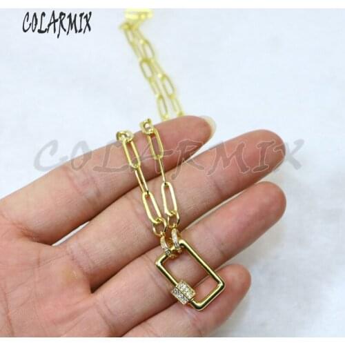 4 Pcs Rectangle zircon pendant Buckle Slim chain geometric pendant necklace High quality wholesale jewelry Chain necklace 50070