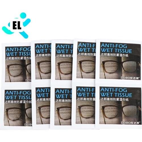50Pcs 110*145mm Anti-Fog Wipes Glasses Pre-moistened Antifog Lens Defogger Eyeglass Wipes