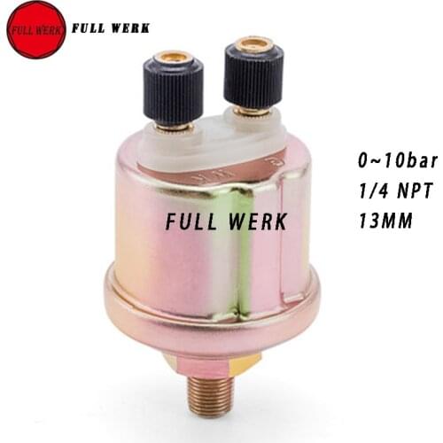1 Piece 0-10 bars VDO Oil Pressure Sensor 1/4 NPT 13MM 1/8NPT 10MM