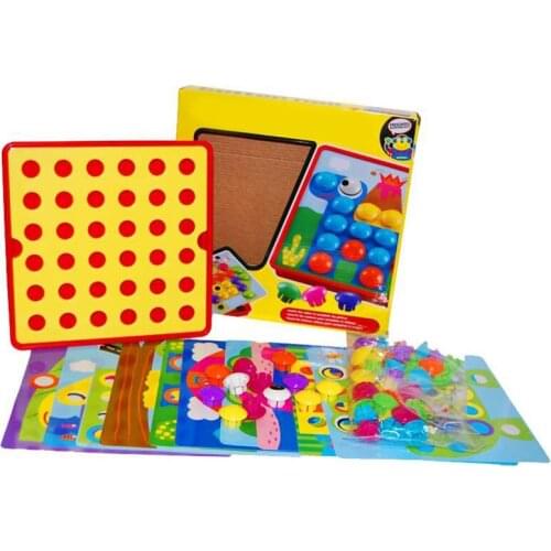 DIY 3D Education Board Game Buttons Nail Game for Kids Color Perception Training Parent-child Interaction Game