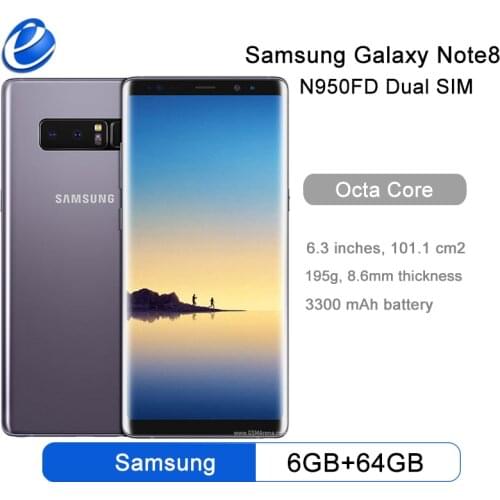Samsung Galaxy Note8 Note 8 Duos N950FD Dual SIM Global Version Mobile Phone NFC Octa Core 6.3' 6GB RAM 64GB ROM Exynos