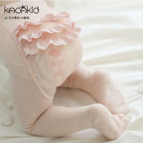 Kacakid Princess Girls Cotton Butt Lace Ruffle Pantalon Pink White Kids Pantyhose Tights 0-4 Years
