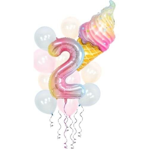 Summer Ice Cream Balon Rainbow Number Balloon Candy Childrens Birthday Baloon 1st birthday Happy Birthday Party Decoration kids