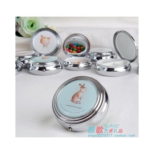 Cute carton Portable mini metal pill case candy jewelry Storage Box free shipping