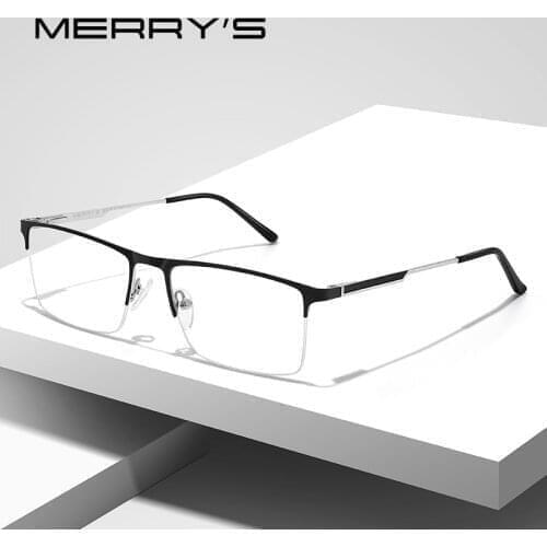 MERRYS DESIGN Men Square Glasses Frame Male Half Optical Ultralight Business Style Myopia Prescription Alloy Eyeglasses S2008