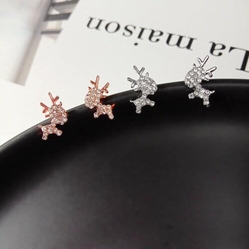 ​ZDMXJL 2021 New Fashion Womens Earrings Fine Cute Zircon Deer Ear Stud Earrings For Women Party Gifts Jewelry Drop-shipping