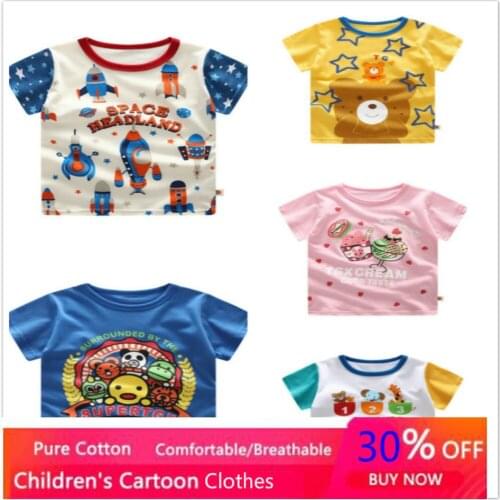 New Children Clothing Summer Boys Short Sleeved TShirt Undershirt Cartoon Kids Funny Cotton Baby Cool T shirt Tops Girls Clothes