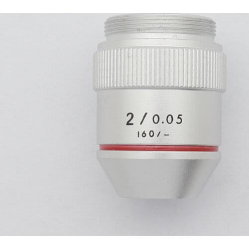 Microscope Objective Lens 1X 2X 195 Achromatic Low Power Objectives RMS Thread 20.2mm for Biological Microscope