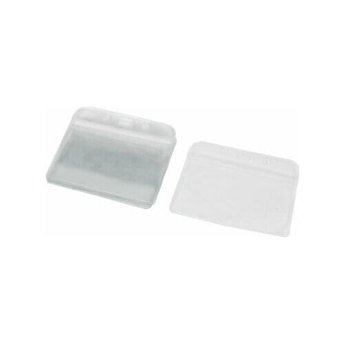 Office Plastic Horizontal Business Working ID Badge Card Holder Clear 10pcs