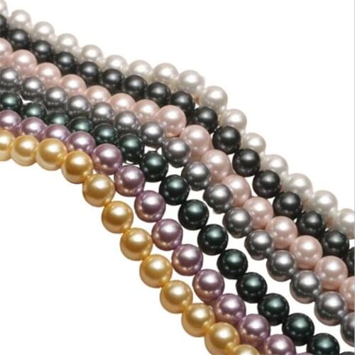 Wholesale White Pink Shell Pearl Round Loose Beads 100% Shell 4/6/8/10/12mm For Jewelry Making Choker Diy Bracelet Jewellery 15"