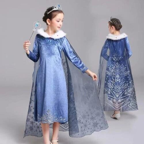 2 Costume Girls Princess Ana Elza Dress Halloween Fancy Party Dress Baby Children Christmas Cosplay Clothing