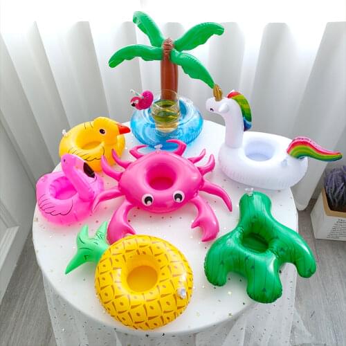 7 Types Floating Cup Holder Pool Swimming Water Toys Summer Party Beverage Boats Baby Pool Toys Inflatable Flamingo Drink Holder